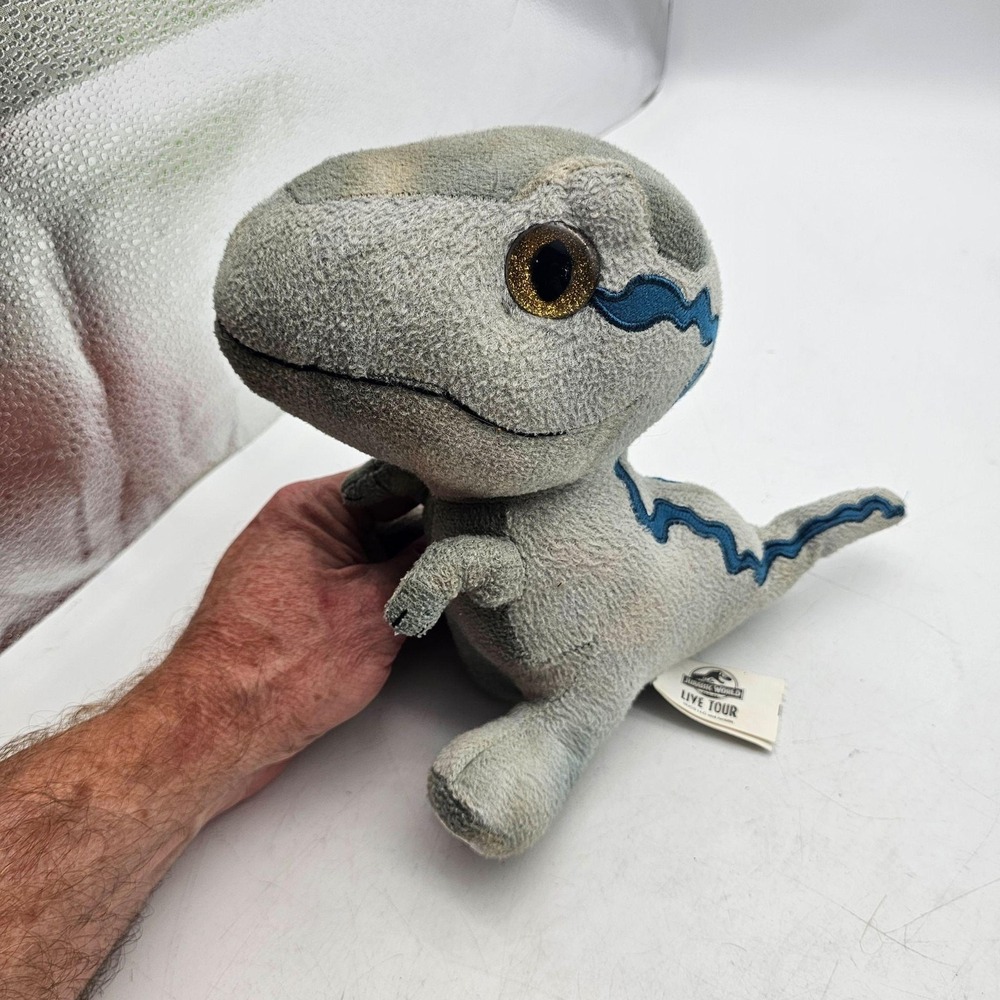Jurassic World Live Tour Velociraptor Plush Stuffed Toy Small Gray Washable Cute